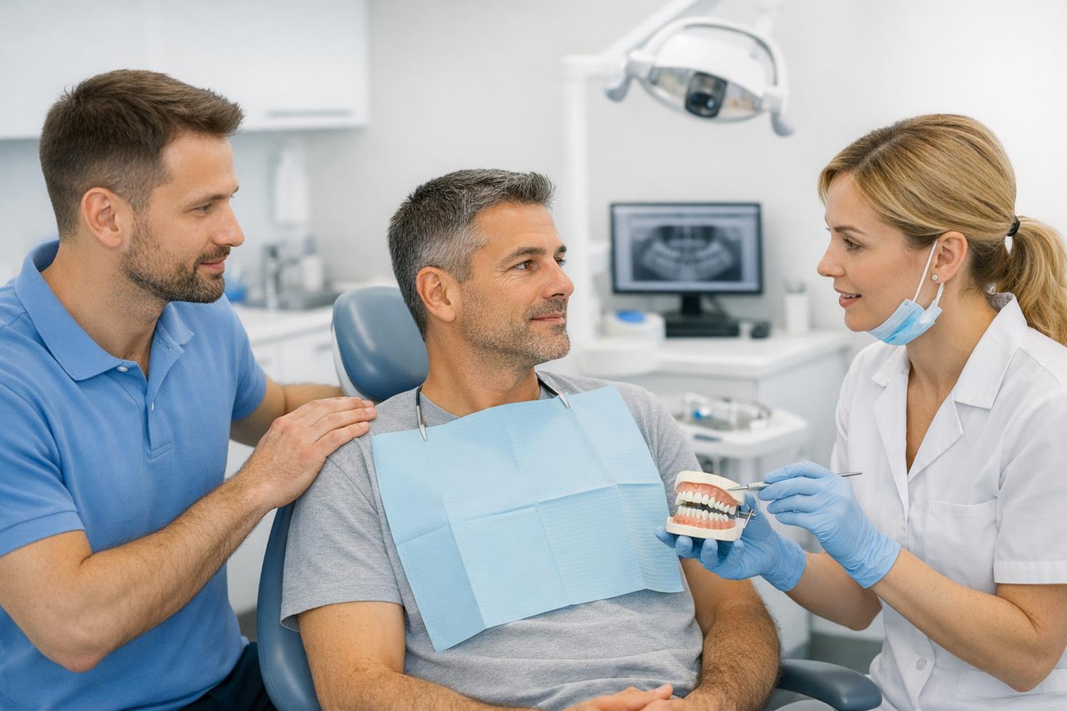 Zdjęcie: współpraca fizjoterapeuty z dentystą podczas konsultacji pacjenta