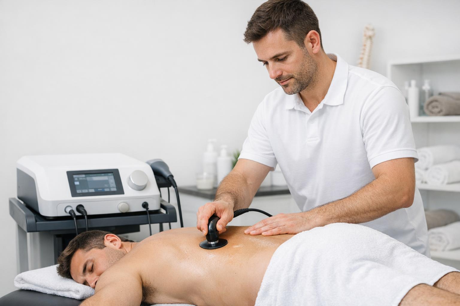 Zdjęcie fizjoterapeuty wykonującego zabieg z użyciem Indiba na pacjencie